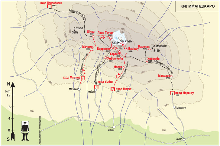 Книга Широко шагая. Схема маршрута по Килиманджаро