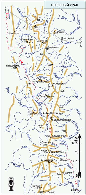 Книга Широко шагая. Схема маршрута по Северному Уралу