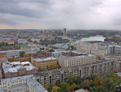 Екатеринбург. Вид с крыши делового центра «Антей» в сторону Городского пруда