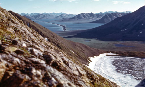 Коса (на заднем плане), отделяющая лиман от моря